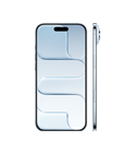iPhone Air, front exterior, Sky Blue colour, Dynamic Island centred at top, side exterior, very thin profile, side button, Camera Control button