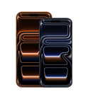 iPhone 17 Pro Max, front exterior, Cosmic Orange colour, iPhone 17 Pro, front exterior, Deep Blue colour